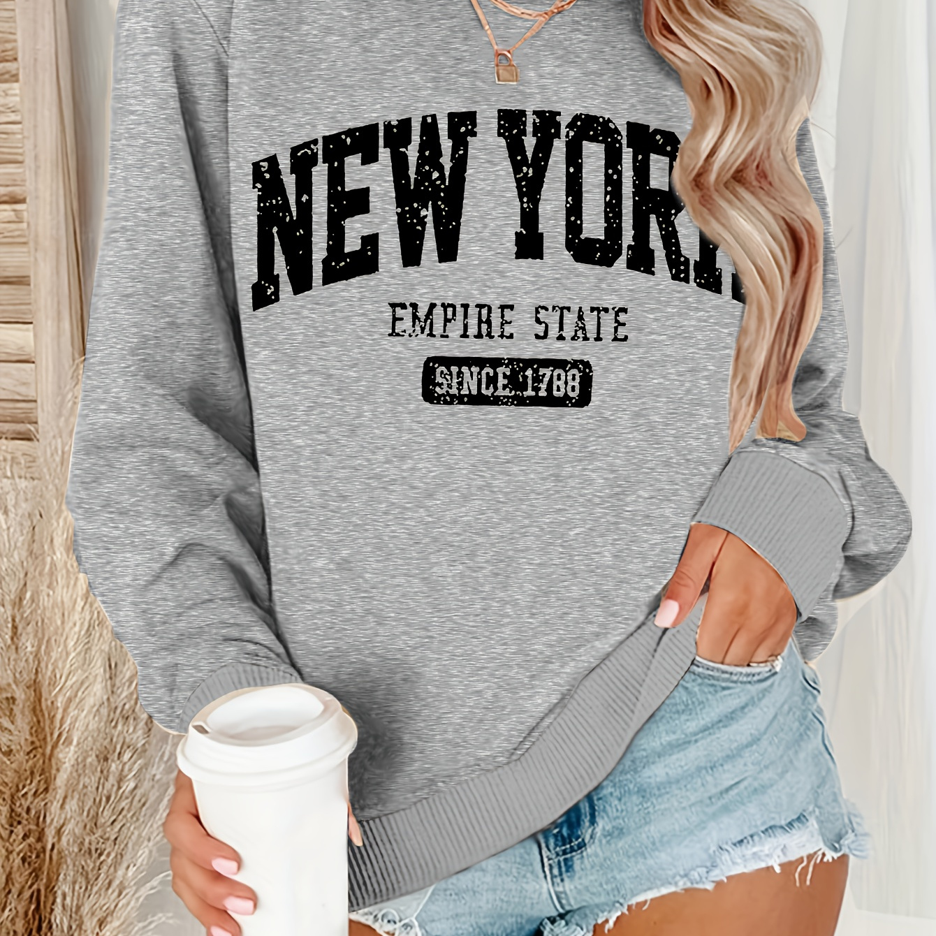 

New Letter Print Sweatshirt, Crew Neck Casual Sweatshirt For Winter & Fall, Women's Clothing