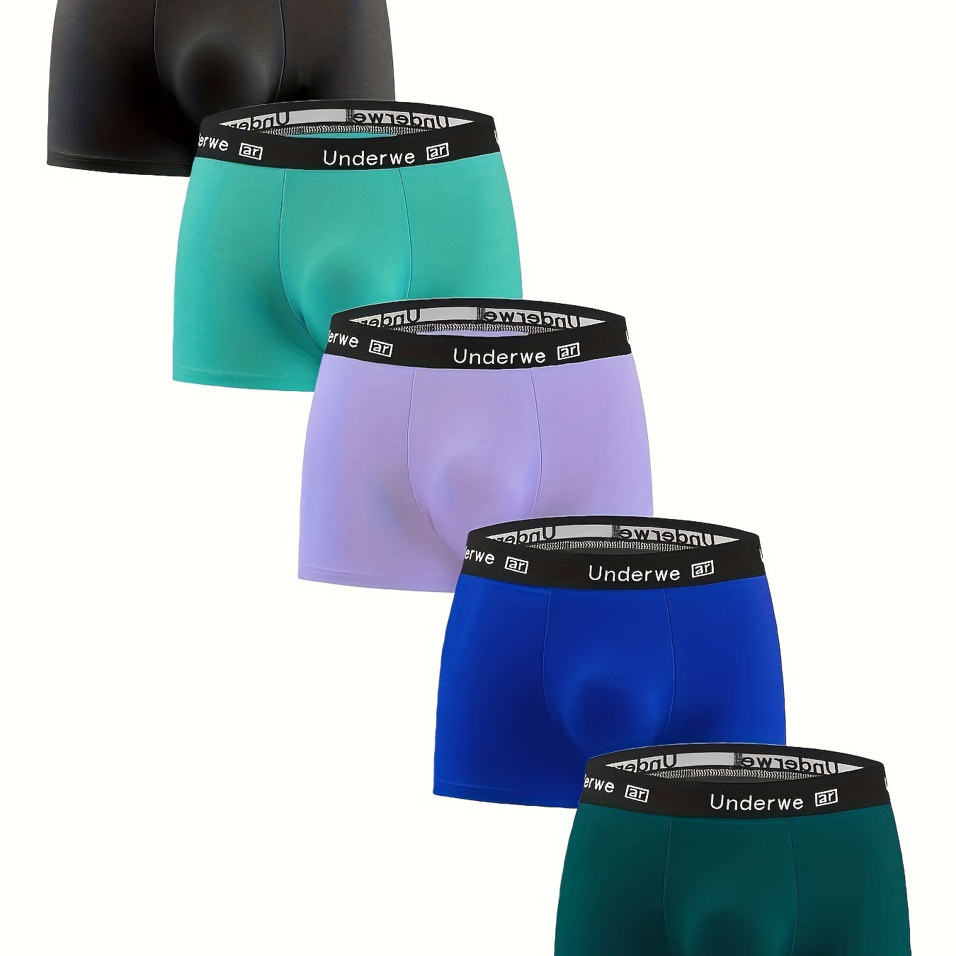 

5pcs Men's Breathable Soft Comfy Quick Drying Boxer Briefs, Casual Plain Color Panties, Men's Underwear