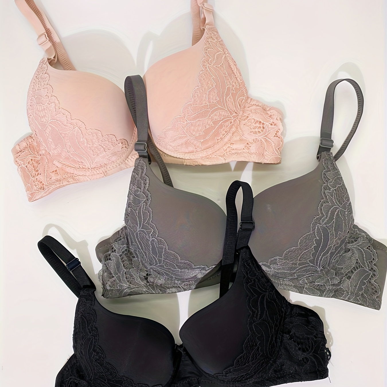 2pcs Lace Stitching Push Up Bras, Comfort & Smooth T-shirt Intimates Bra,  Women's Lingerie & Underwear