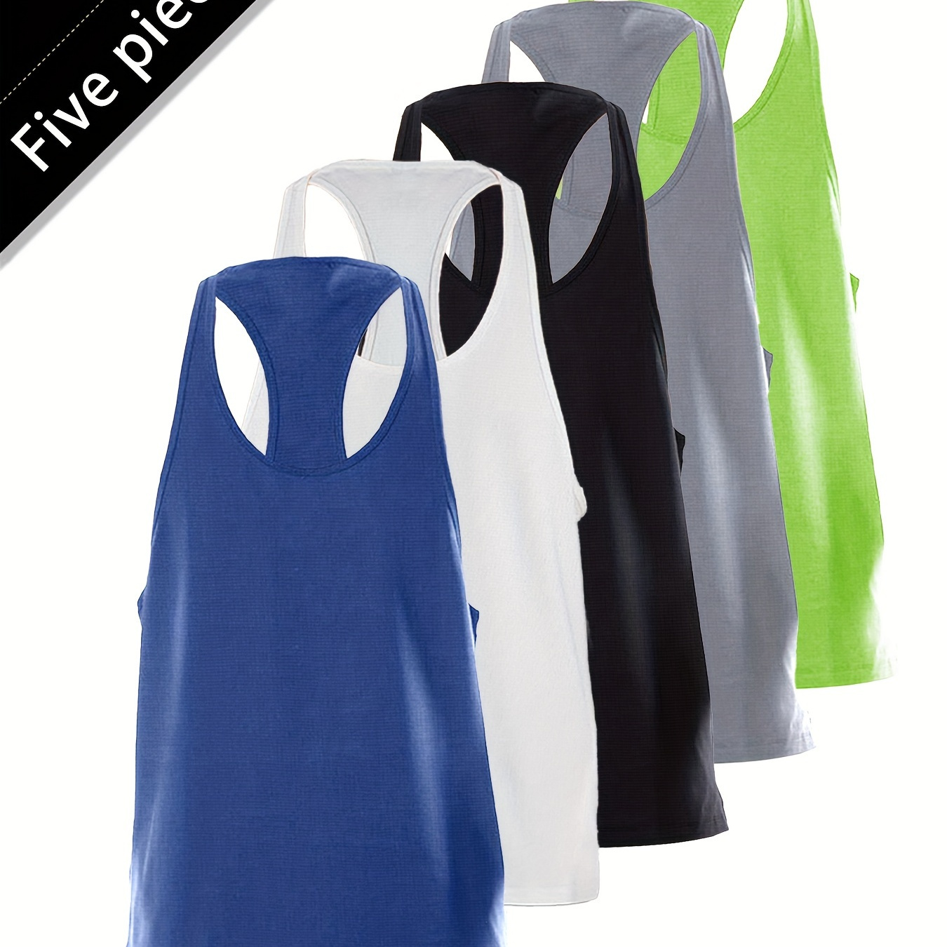 

5 Pack Men's Sports Tank Top In Solid Color, Sleeveless Basketball Training Vest, Athletic Sportswear, Breathable And High Elastic