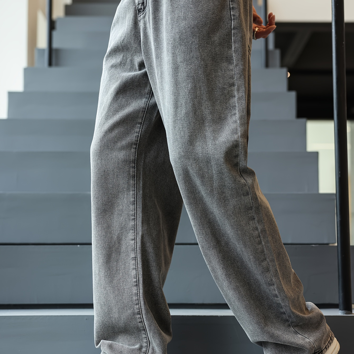 

Men's Loose Fit Wide Leg Jeans, Men' Comfy Denim Pants, Fashion