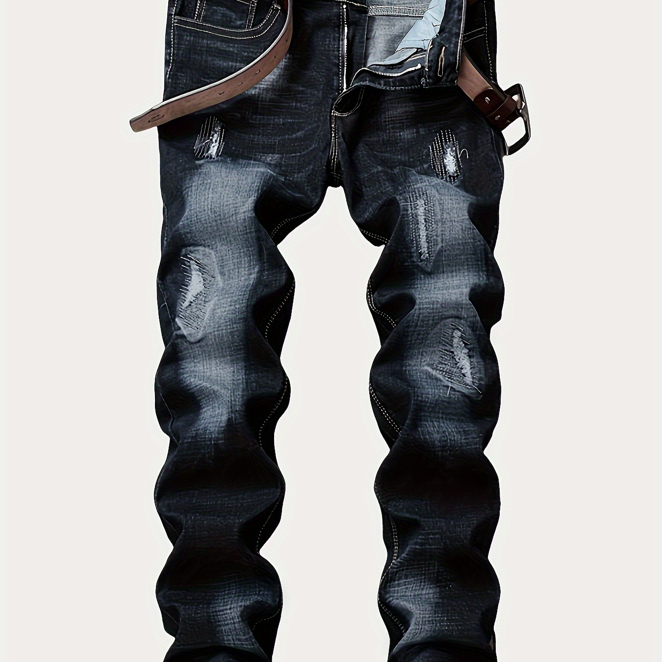 

Men's Trendy Ripped Jeans Distressed Punk Men's Denim Pants Slim Streetwear Hiphop Jeans