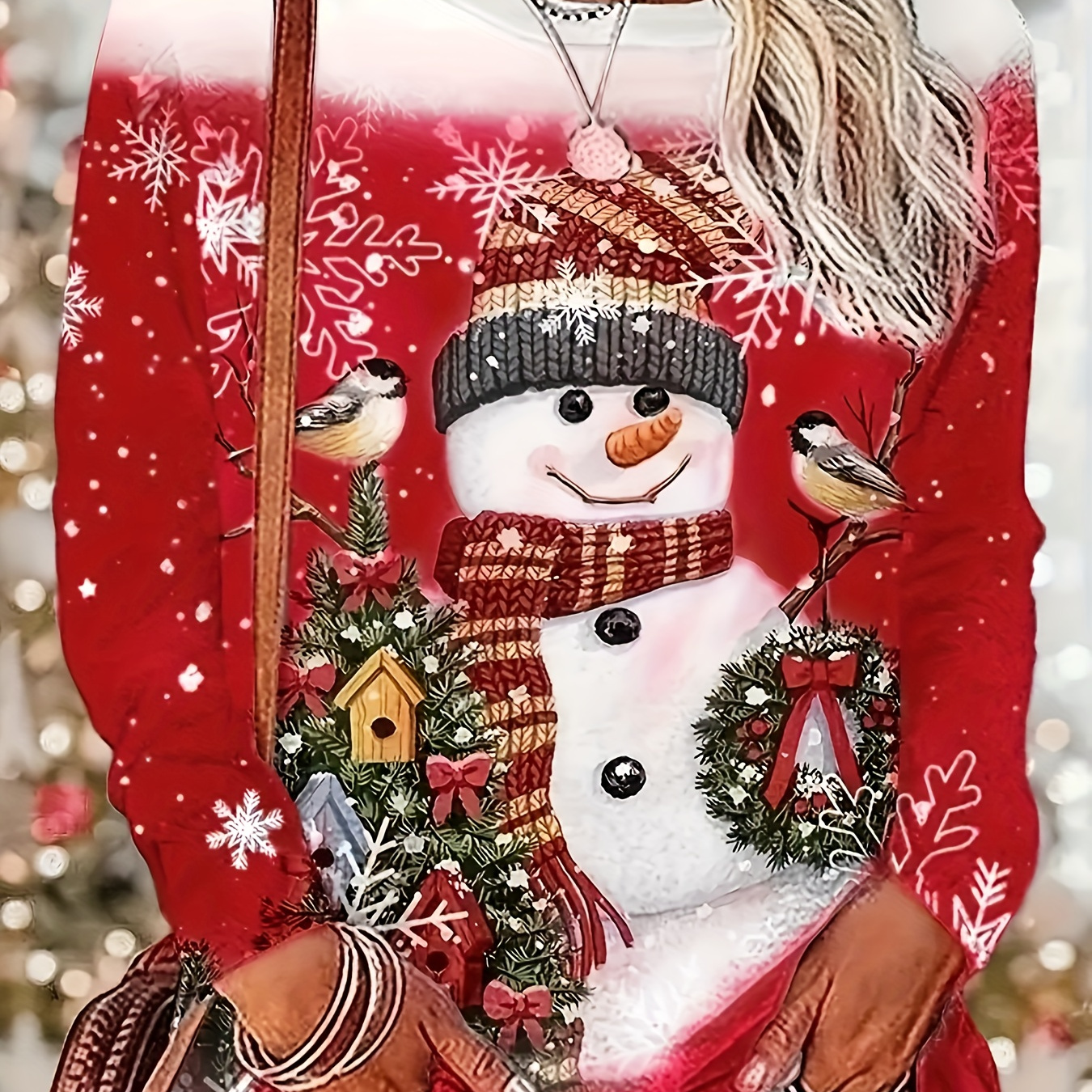 

1pc 's Christmas Snowman Long T-, Knit Top For /