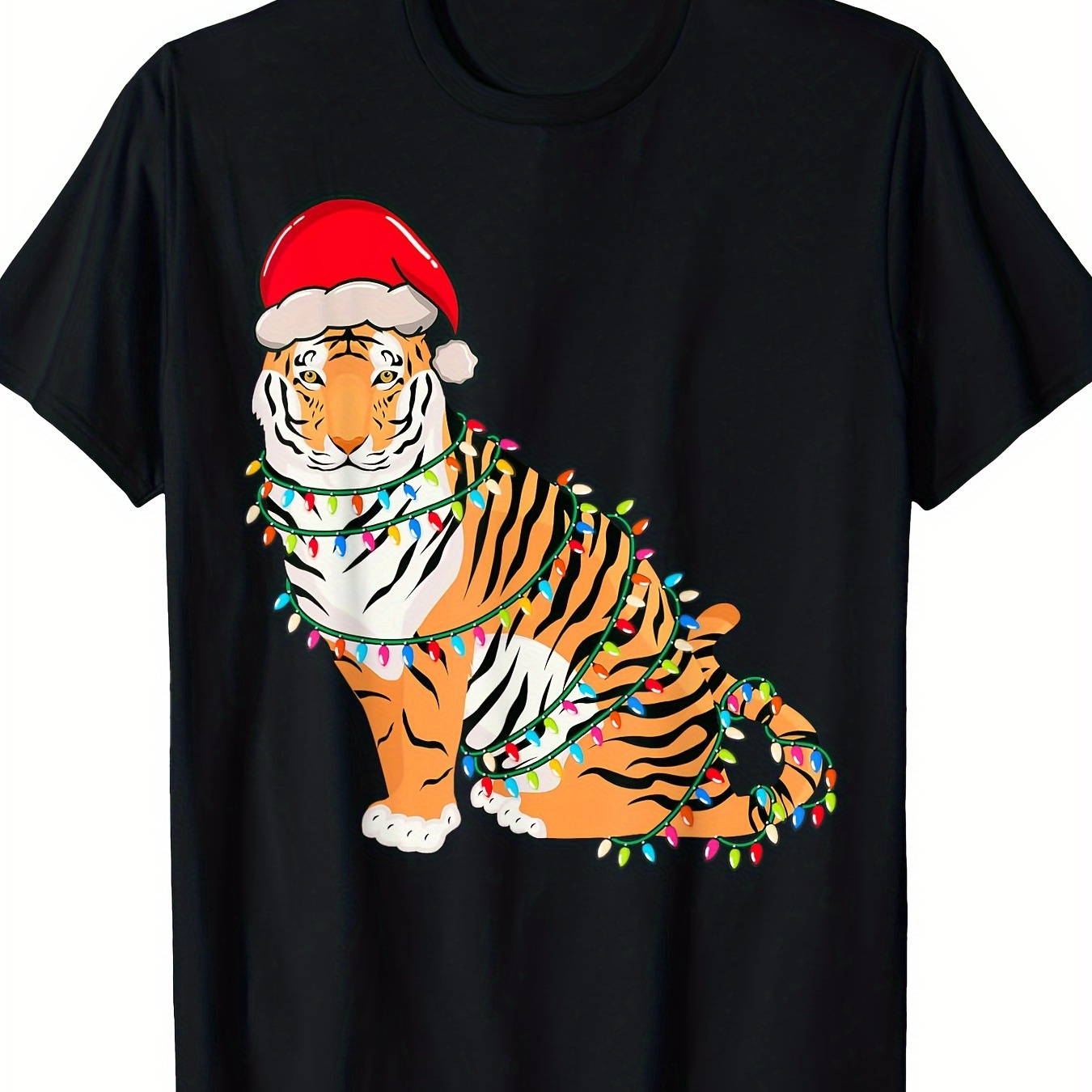 

Christmas Lights Tiger Wearing Hat - 220g 100% Cotton T-shirt