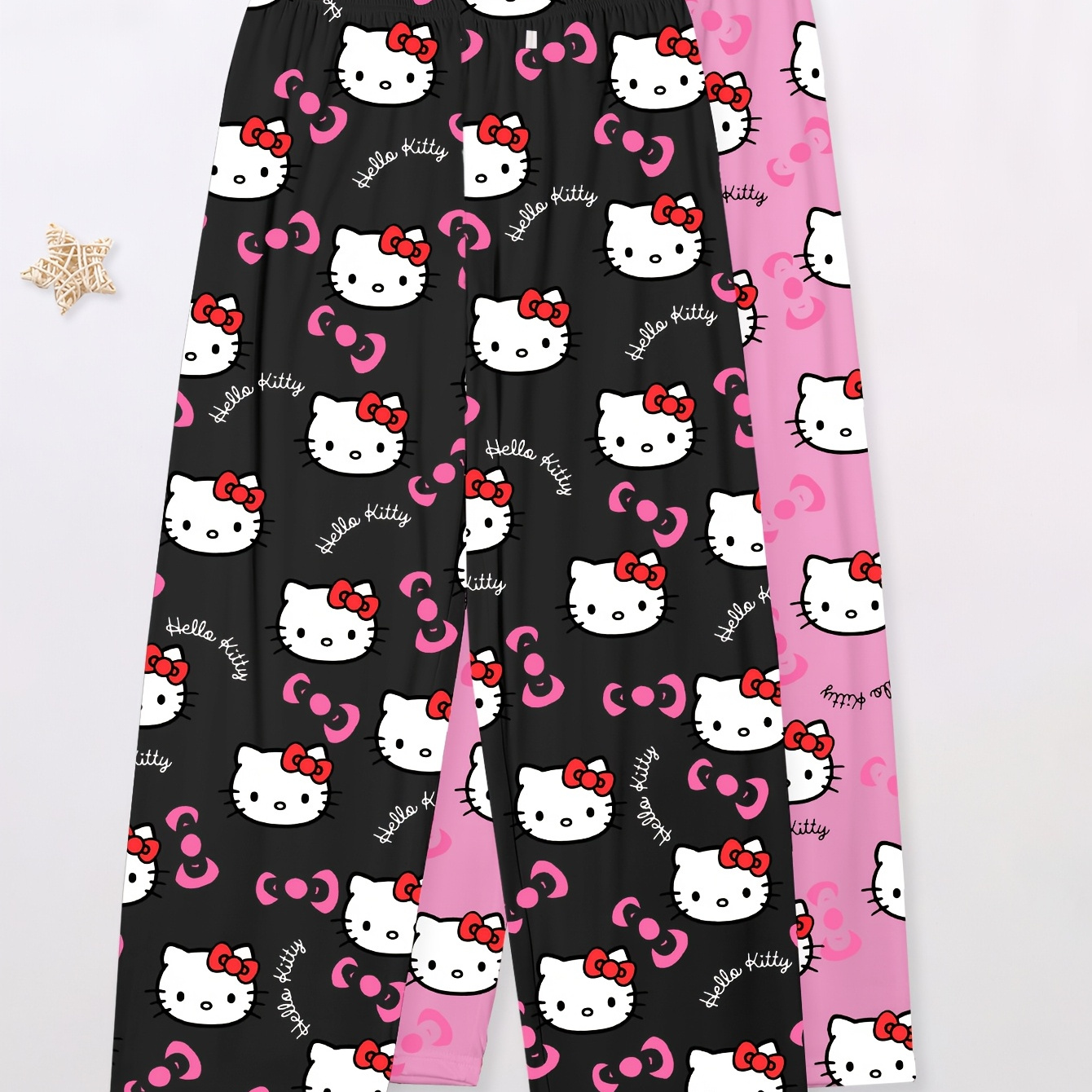 

Sanrio 2pcs Hello Kitty Cartoon Printed , Polyester Elastane Blend, Comfortable Loose Fit, , Women's Clothing