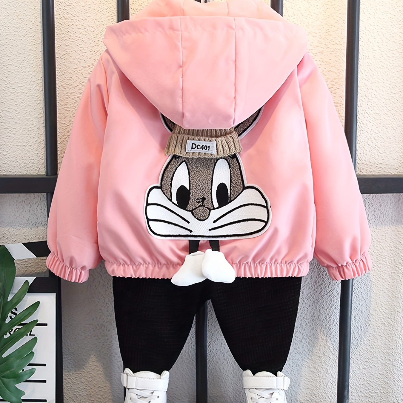 

Bunny Pattern Trendy Girls Hooded Jacket Zip-up Long Sleeve Thin Jacket