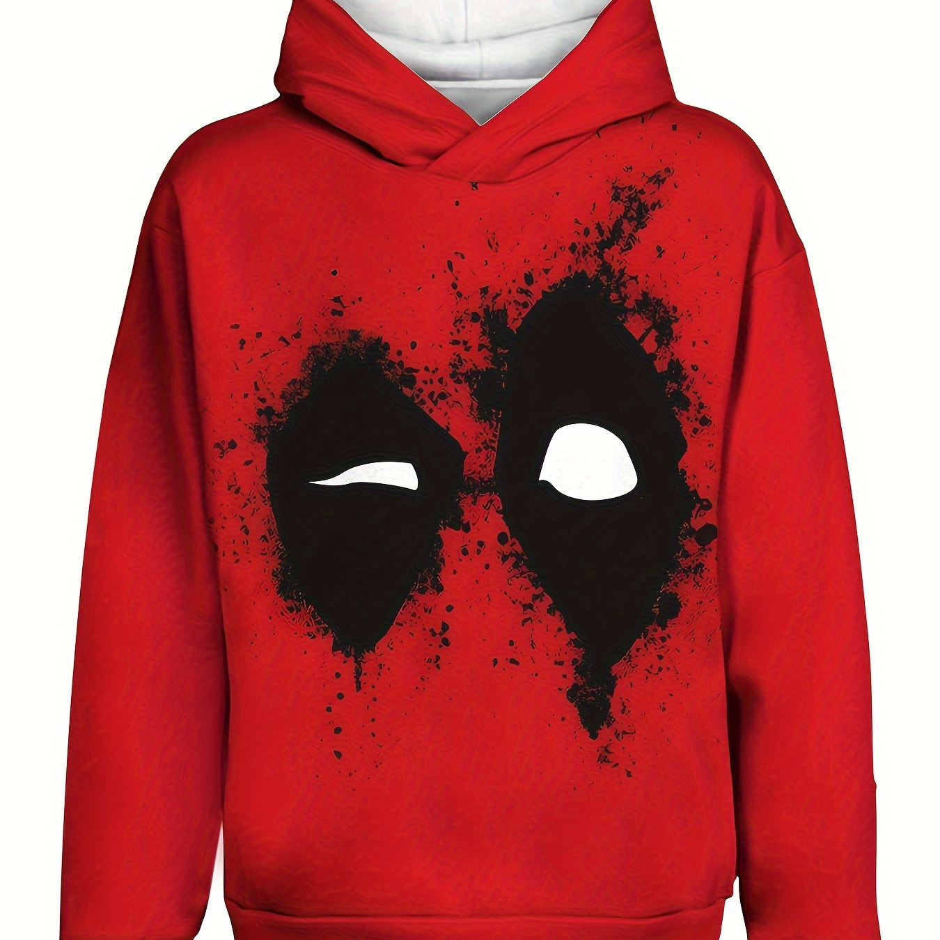 

Men's 3d Hoodie, Casual Polyester (pvc) Fabric, Regular Fit, Printed Design, Stretch Knit, Unisex Novelty Clothing, Red With Black And White Accents