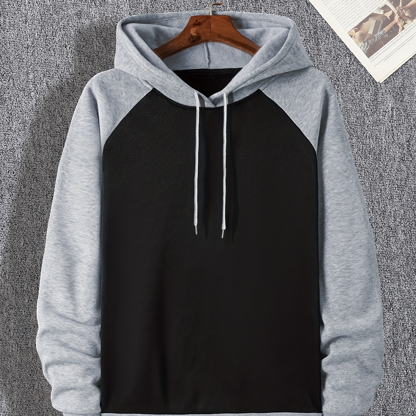 

Plus Size Men's Hoodie, Comfy Stretch Drawstring Trendy Hooded Pullover, Oversized Loose Sweatshirts