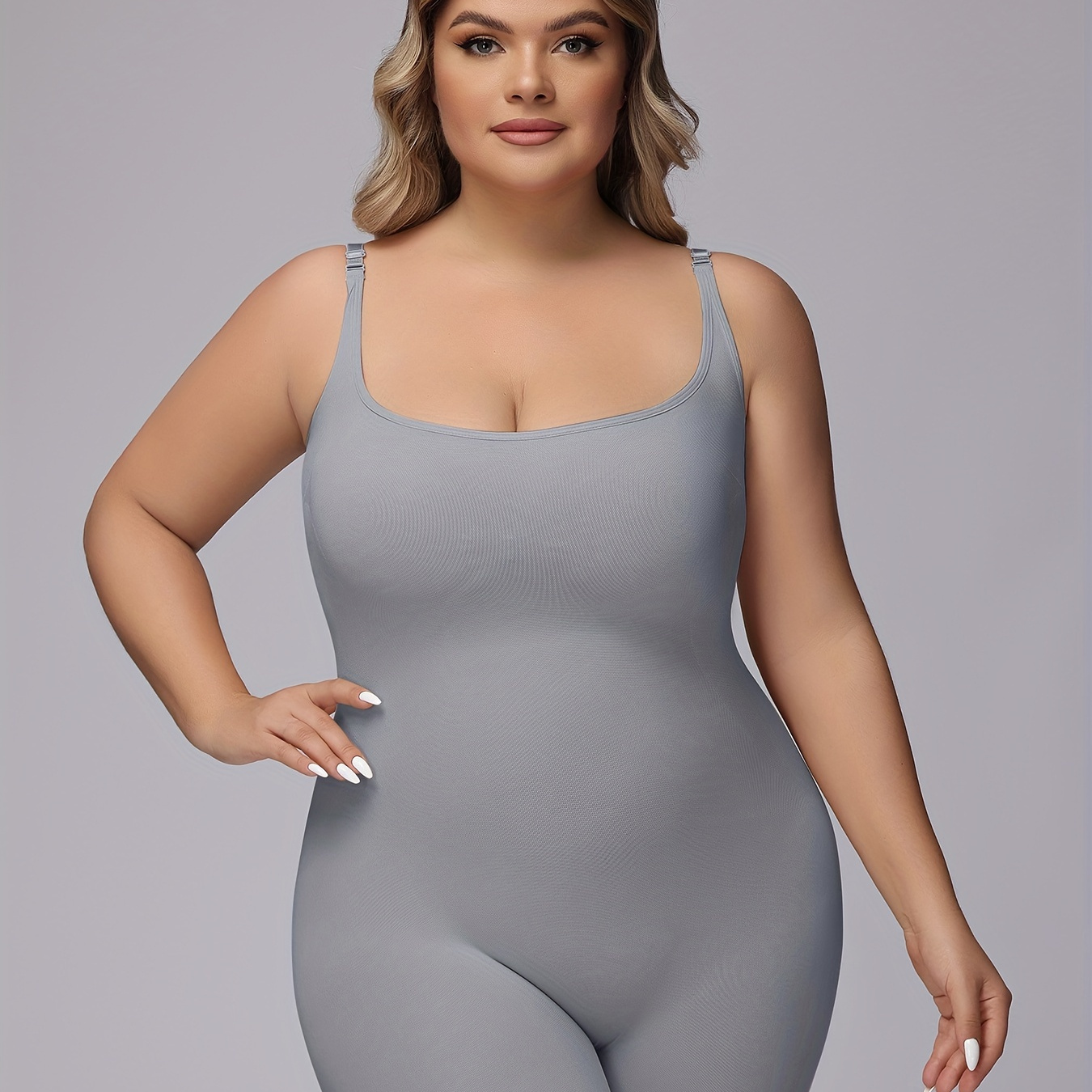 

Plus Size Womens Sculpting Bodysuit Shaper - Seamless Tummy Control, Slimming, Breathable, And Comfortable - Polyamide Knit Fabric, Solid Color, Bodysuit Style