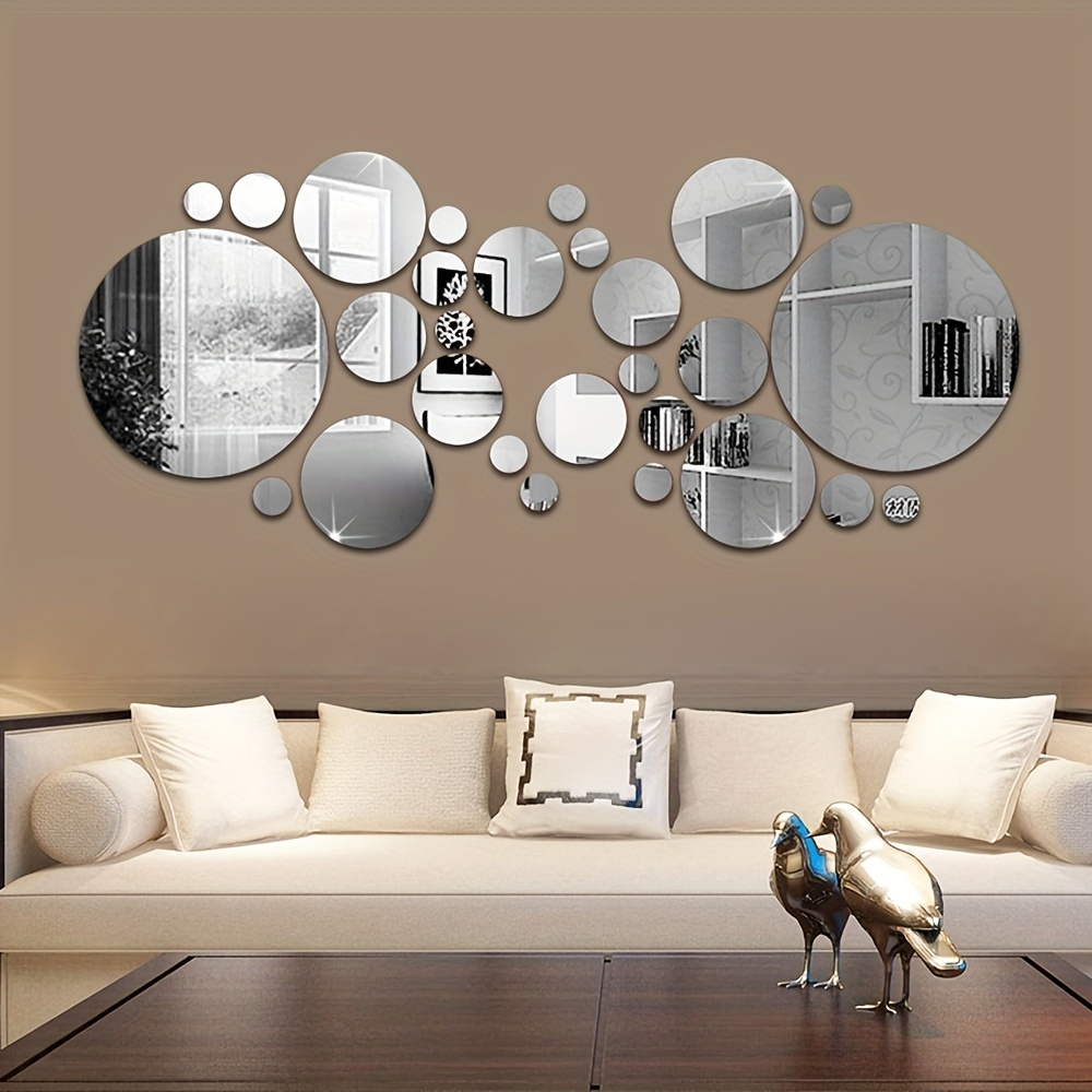 Buy Look Decor 30 Rings And Dots Red Acrylic Mirror Wall Sticker, Mirror For  Wall, Mirror Stickers For Wall, Wall Mirror, Flexible Mirror, 3D Mirror Wall  Stickers
