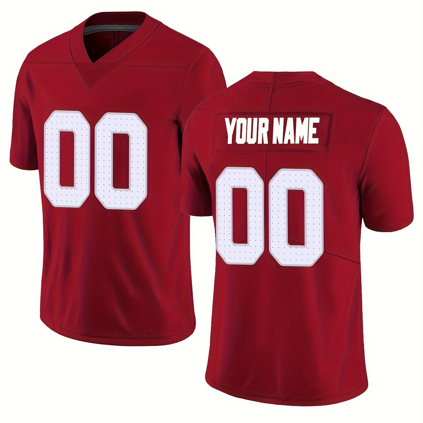 

Customized Name And Number Embroidery, Men's Classic Design V-neck Football Jersey, Comfy Top For Training And Competition