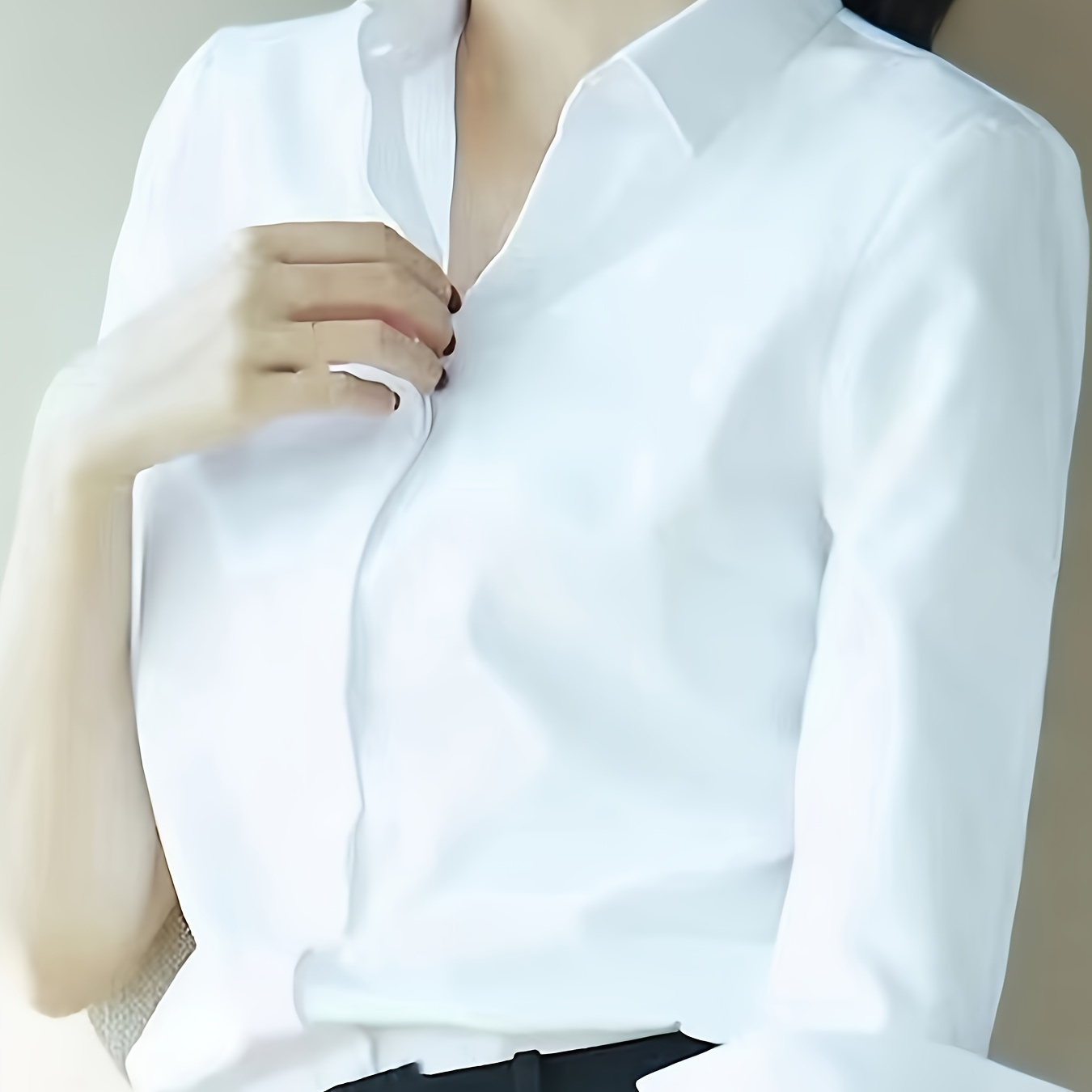 

Solid Hidden Button Simple Shirt, Versatile Long Sleeve Shirt For Office & Work, Women's Clothing