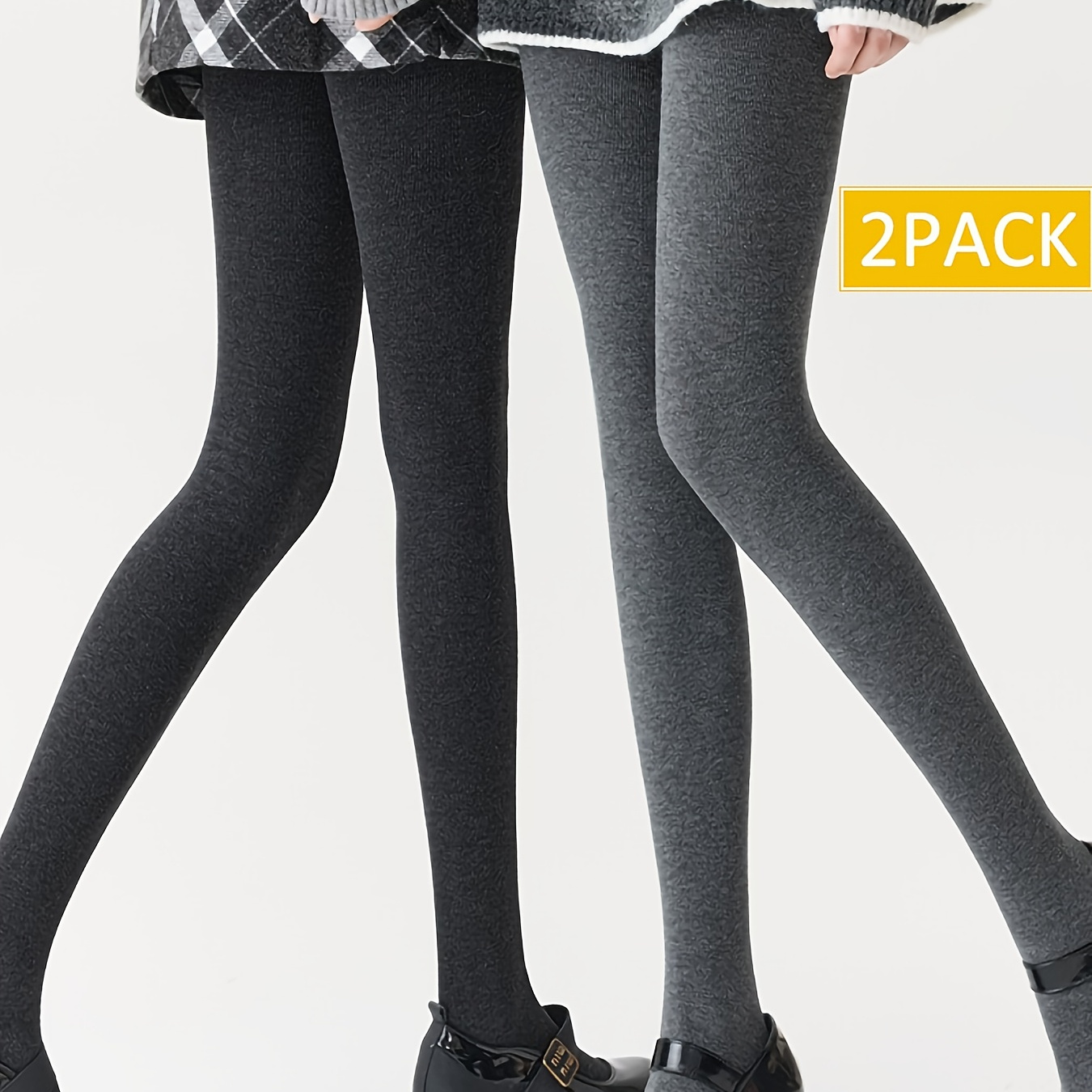 TEMU A Set Of 2 Women's Leggings, Solid Color Tights, Perfect For Casual, Easy To Care For, And Elastic