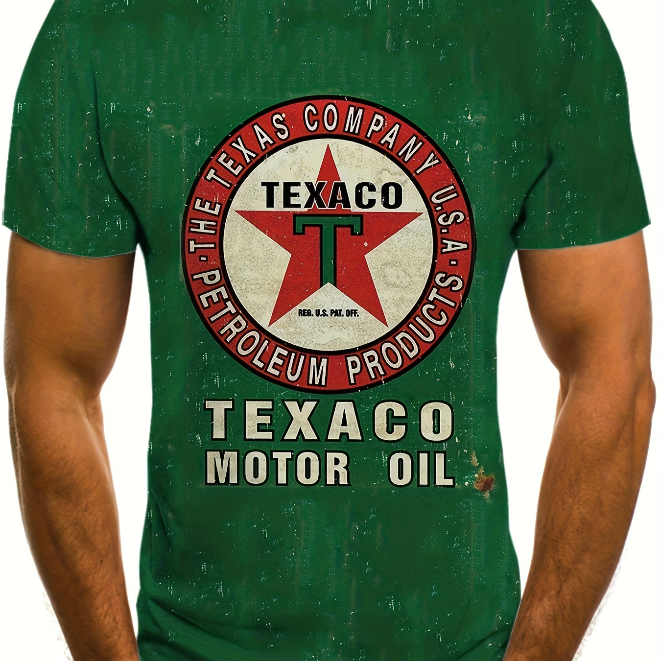 

Vintage "motor Oil" Print T-shirt, Men's Casual Street Style Stretch Round Neck Tee Shirt For Summer