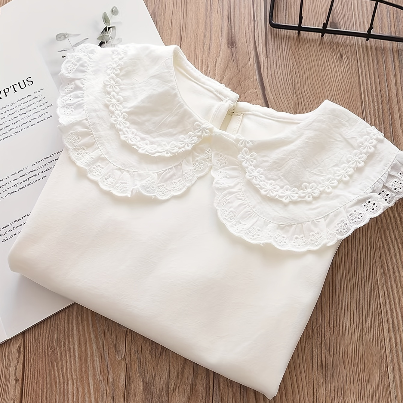 

95% Cotton, Girls Solid Long Sleeve Collar T-shirt Pullover For Outdoor Gift