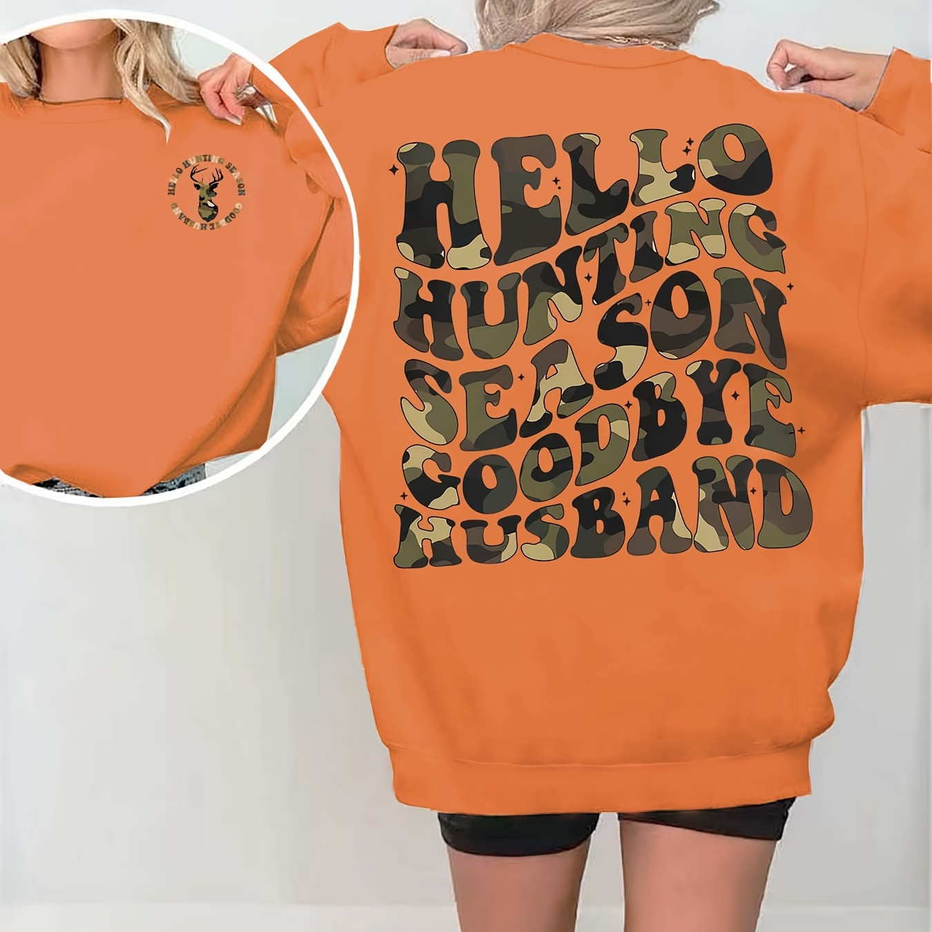 

Casual Polyester Crew Neck Sweatshirt, Knit Fabric, 250g/m², With "hello " Graphic, For Fall/winter