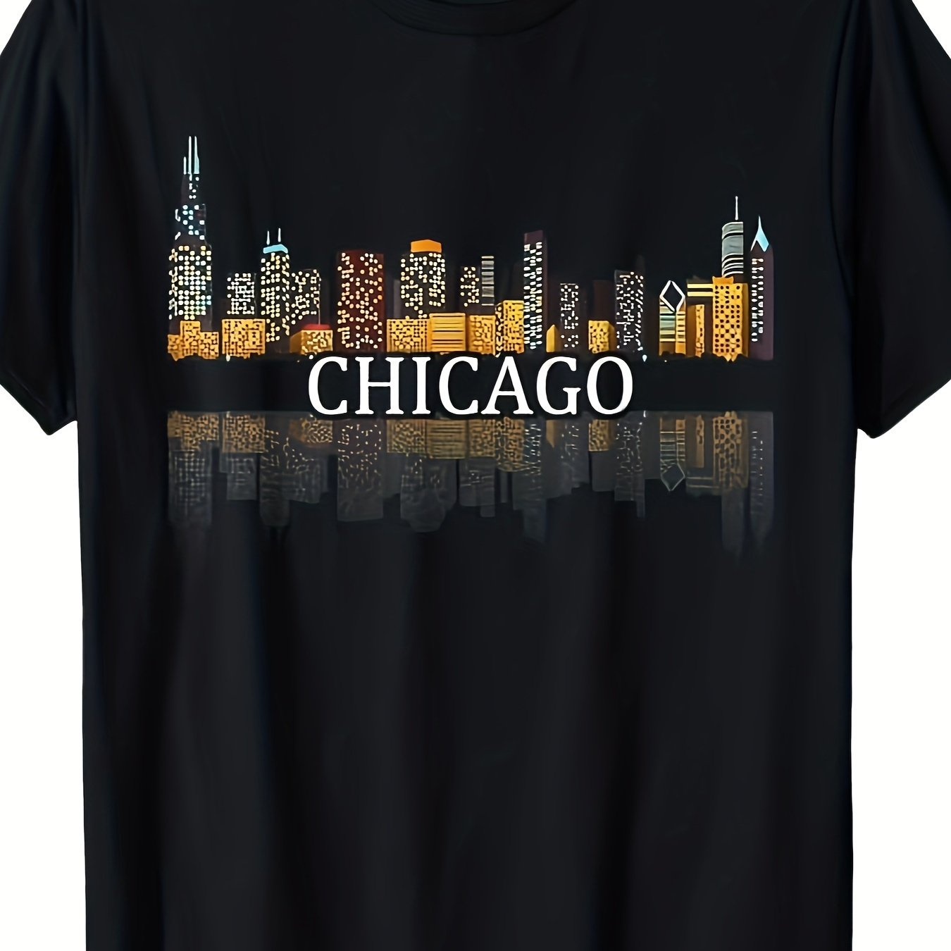 

Chicago T Shirt Chicago City Skyline Lights At Night Gifts220g