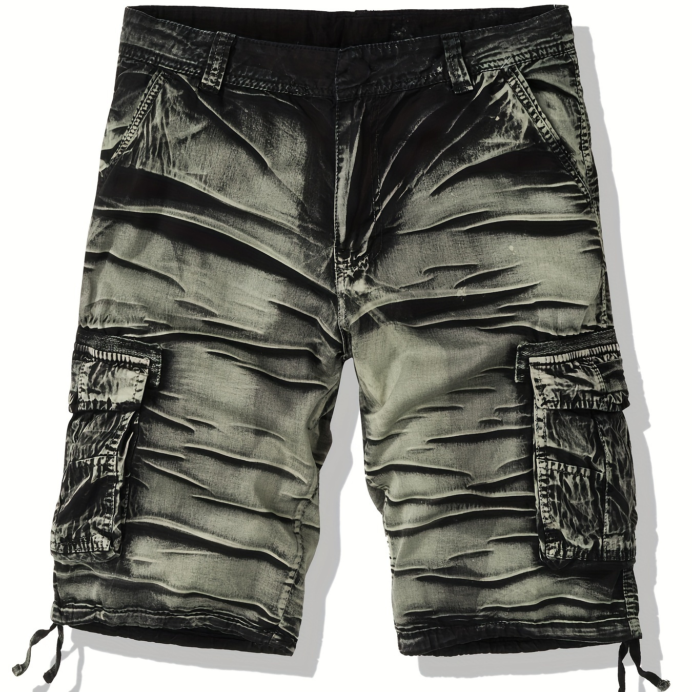 

Solid 100% Cotton Breathable Men's Cargo Short Pants, Lightweight Flap Pocket Loose Trendy Capri Pant, Men's Work Pants Outdoors For Hiking Fishing
