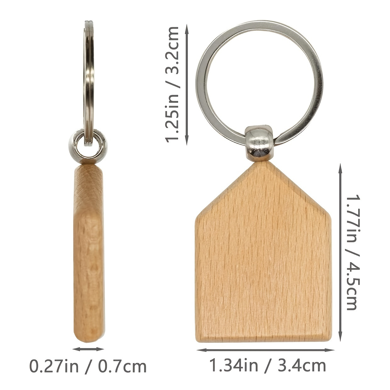 

3pcs House-shaped Wooden Key Tags - Perfect For Custom Engraving And Gifting To Men And Women