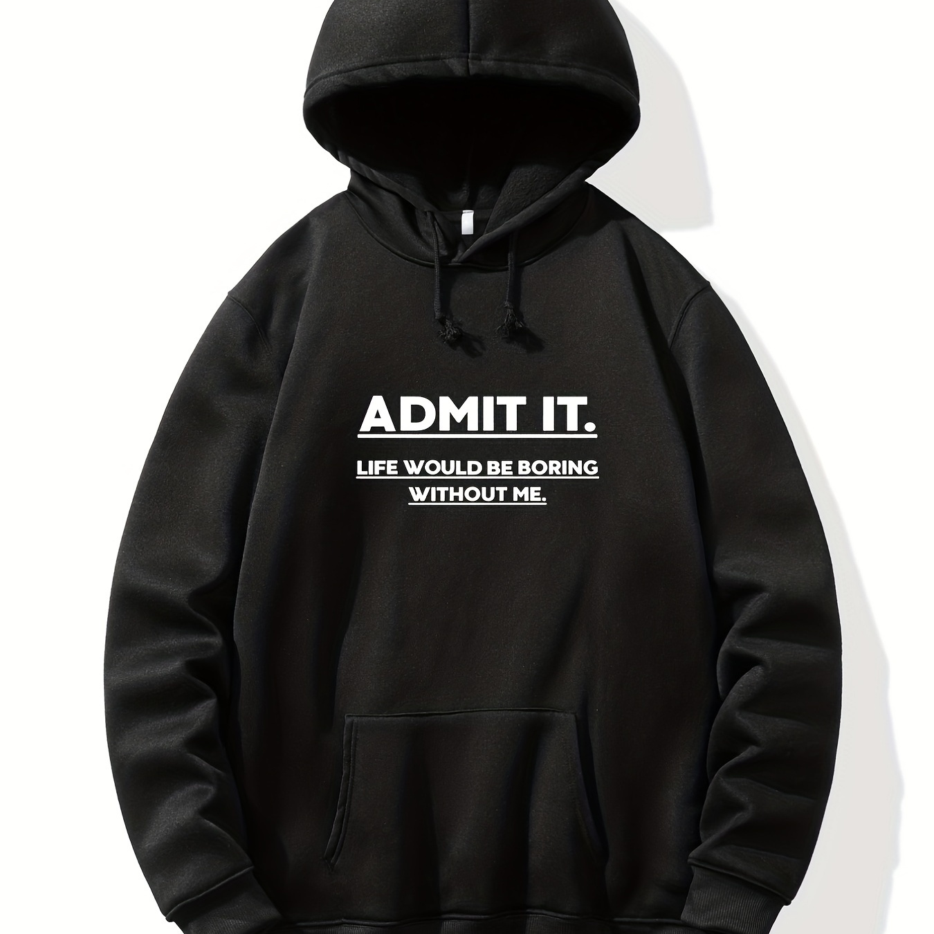 

Cool ’admit It‘ Print Hoodie, Hoodies Top For Men, Men’s Casual Pullover Hooded Graphic Design Sweatshirt With Kangaroo Pocket For Spring Fall, As Gifts