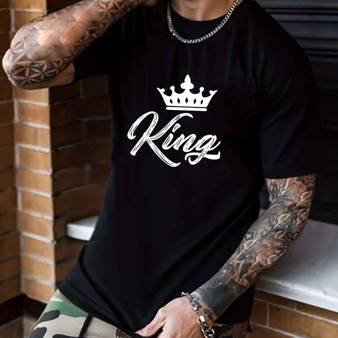 Maglia Da Uomo A Blocchi Di Colore Con Motivo King Crown - Temu Italy