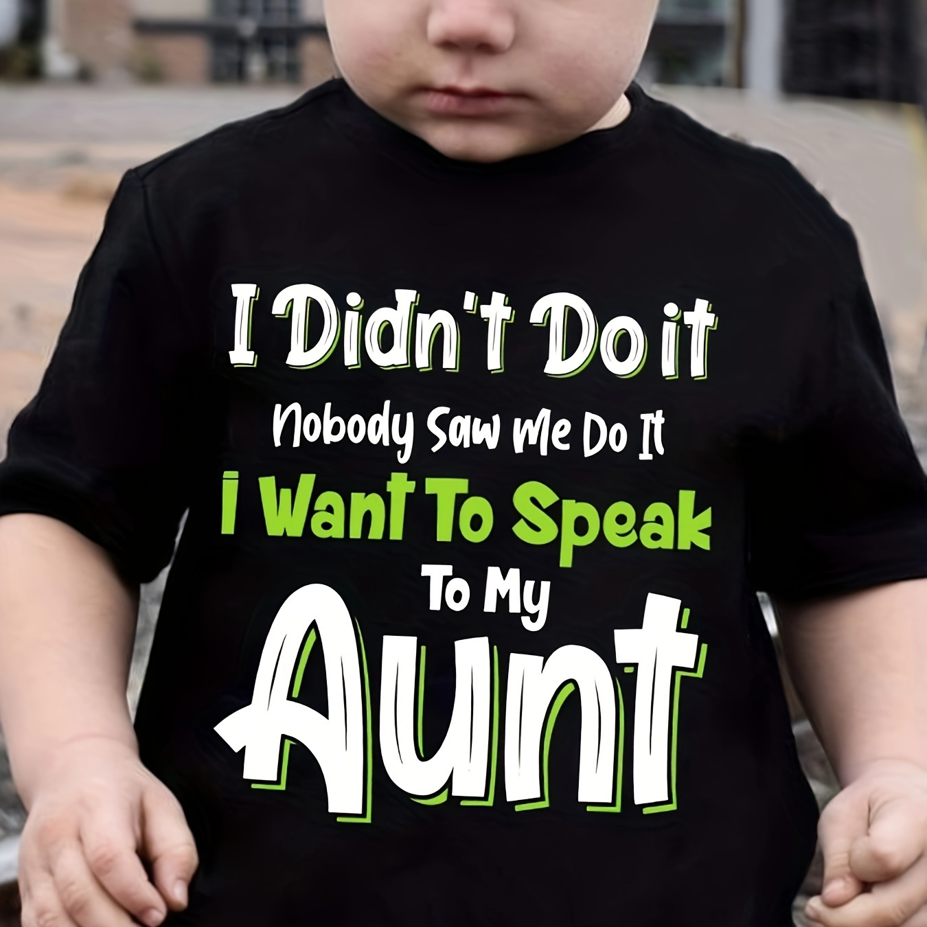 

I Want To Speak To My Aunt Print Tee, Boys' Casual & Trendy Crew Neck Short Sleeve T-shirt For Spring & Summer, Boys' Clothes For Outdoor Activities