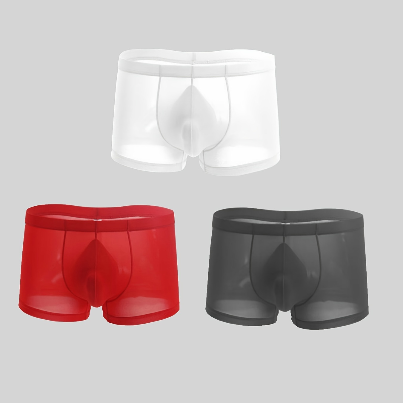 3 PACK Men's Thin Breathable Cool Low-waist Trendy Multi-color Boxer  Briefs, Men's Underwear