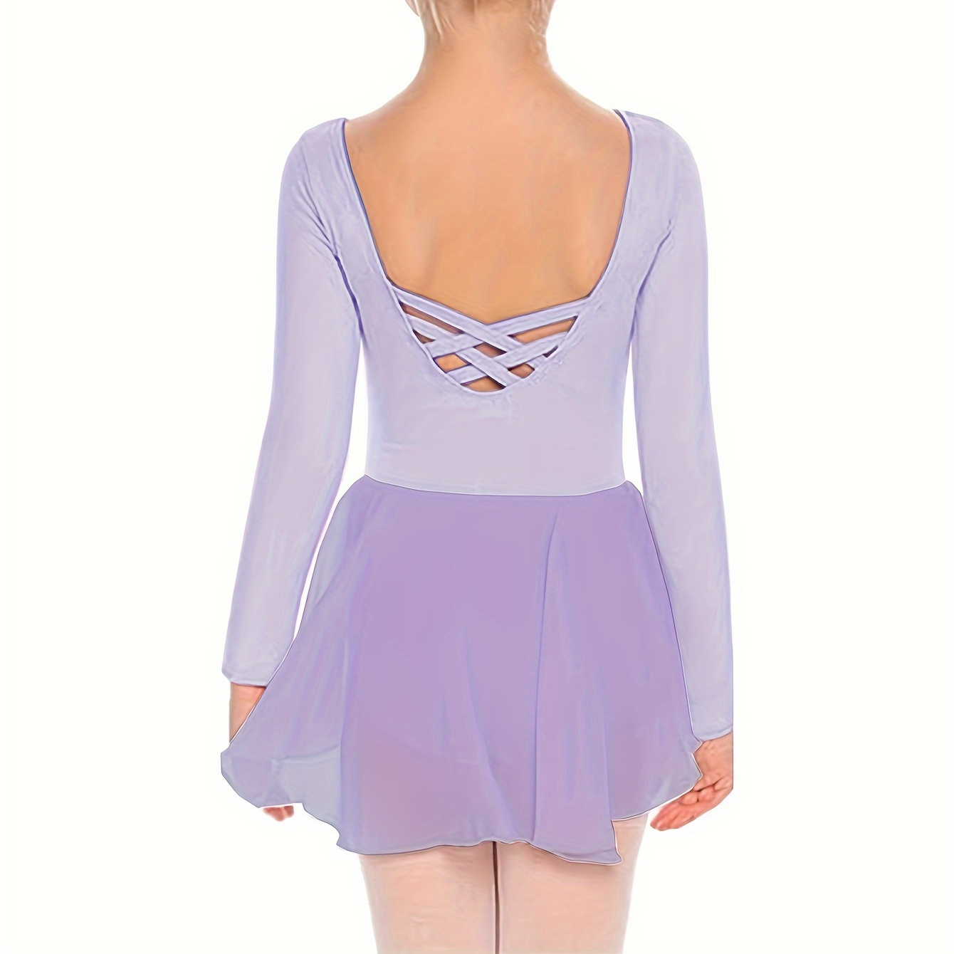 

Elegant Girls Cozy Butterfly Cross Back Long Sleeve Ballet Leotard For Dance Gift