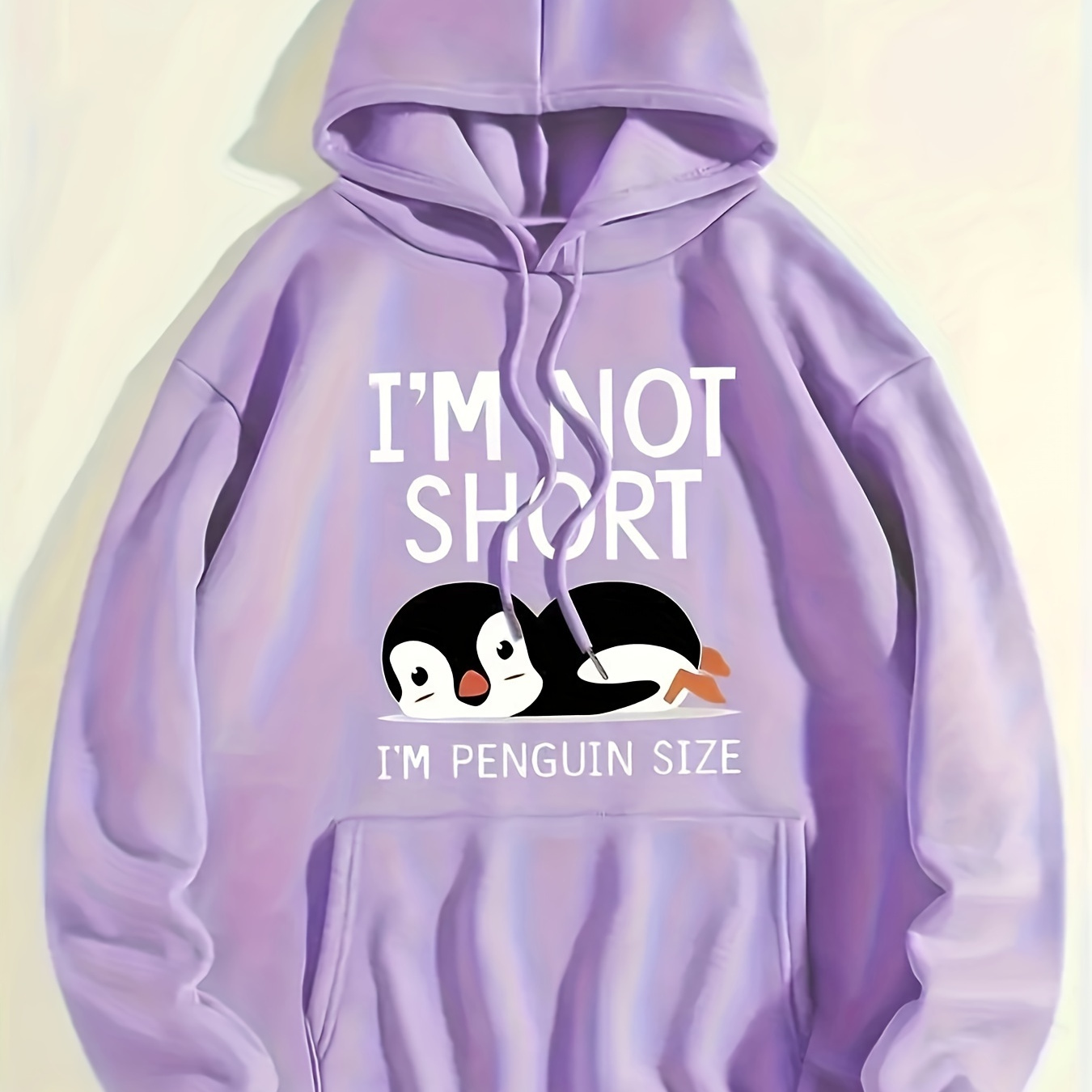 

Penguin Print Kangaroo Pocket Hoodie, Casual Long Sleeve Hoodies Sweatshirt, Women's Clothing