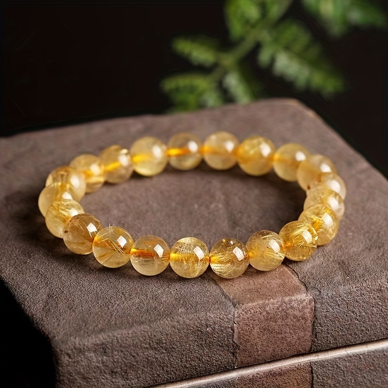 

1pc, Luxurious Natural Golden Crystal Bracelet - Perfect Mother's Day, Holiday, Birthday, And Party Gift