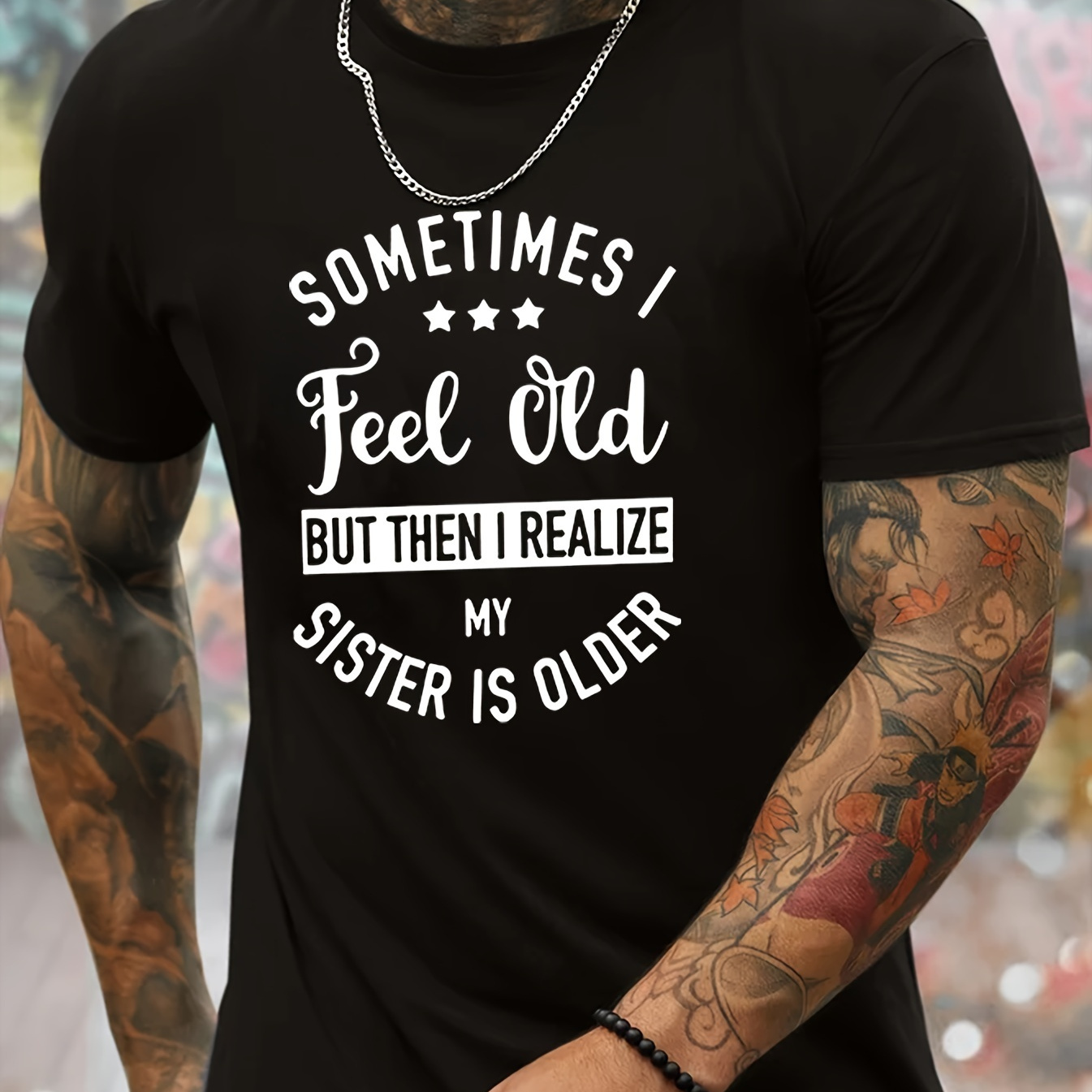 

Sometimes I Feel Old But Print Men's Round Neck Short Sleeve Tee Fashion Regular Fit T-shirt Top For Spring Summer Holiday