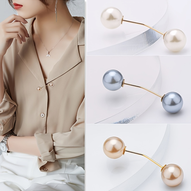 Faux Pearl Collar Clip Pin Women Clothes Brooch Simple Cardigan Shawl Scarf  Buckle - Temu Switzerland