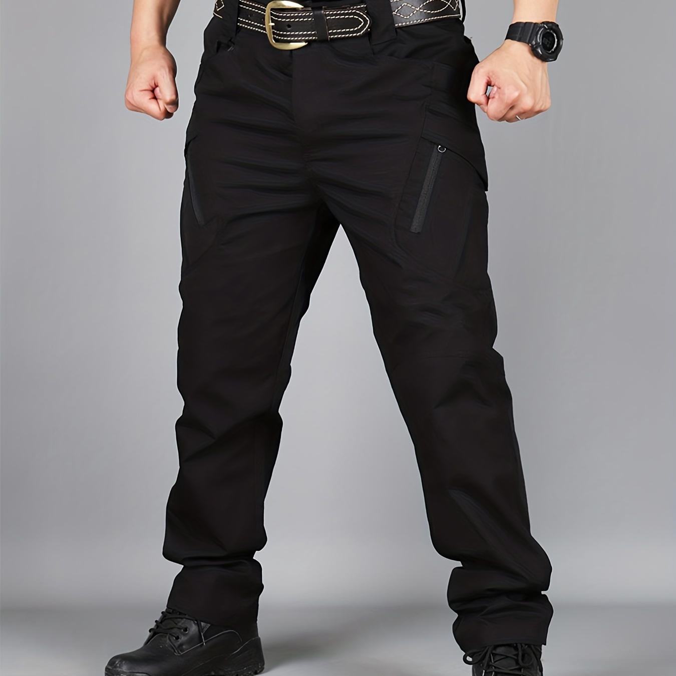 Durable Waterproof Casual Cargo Pants With Zipper Side Pockets Men's ...