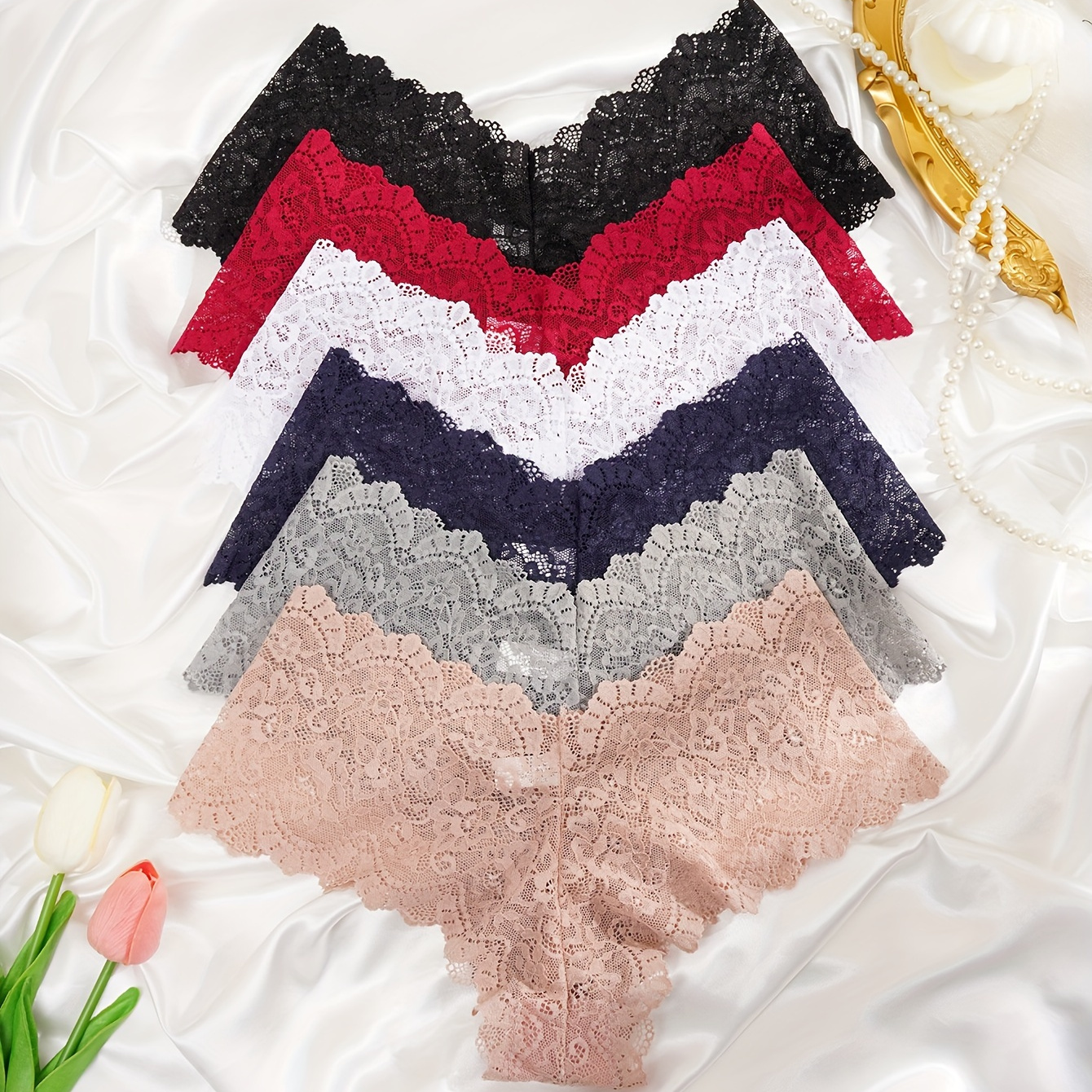 

6pcs Briefs, Stretchy Panties, Women's Lingerie & Underwear