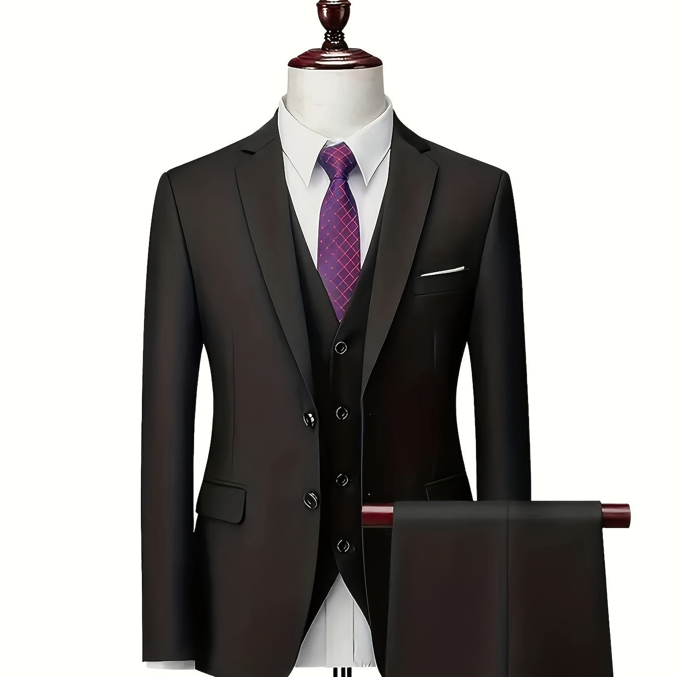 

Men's Blazer And Pants Set - Stylish Polyester Suit For Weddings And Business Events