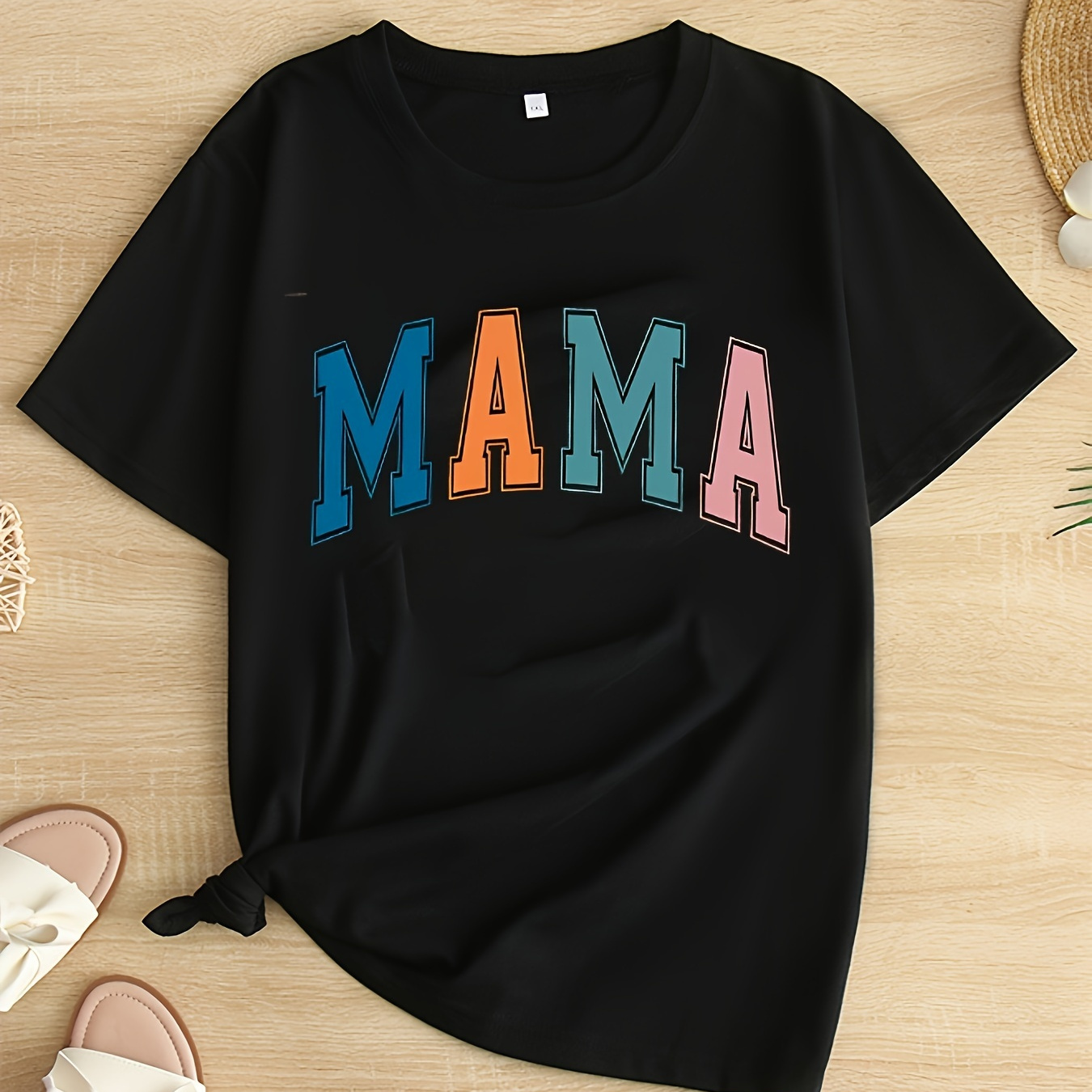 

Plus Size Mama Letter Print T-shirt, Casual Crew Neck Short Sleeve T-shirt, Women's Plus Size clothing