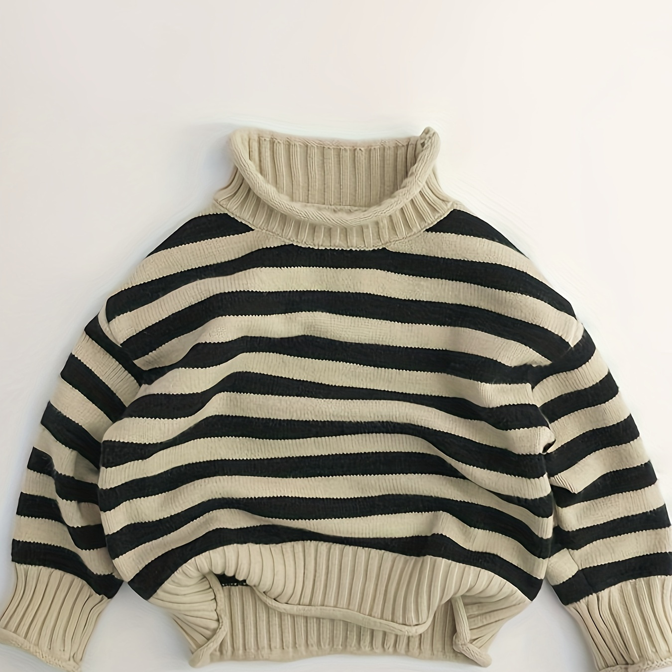 

Casual Crew Neck Striped Pullover Sweater For Kids - Polyester Knit Fabric, Elastane & Viscose, Medium Stretch, , Fall/winter Collection - Chic Retro Korean Style For Boys Over 3 Years Old