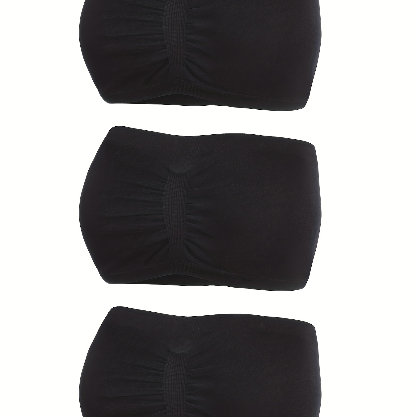 

3pcs Strapless Bandeau Bras, Comfy & Soft Solid Stretch Bra, Women's Lingerie & Underwear