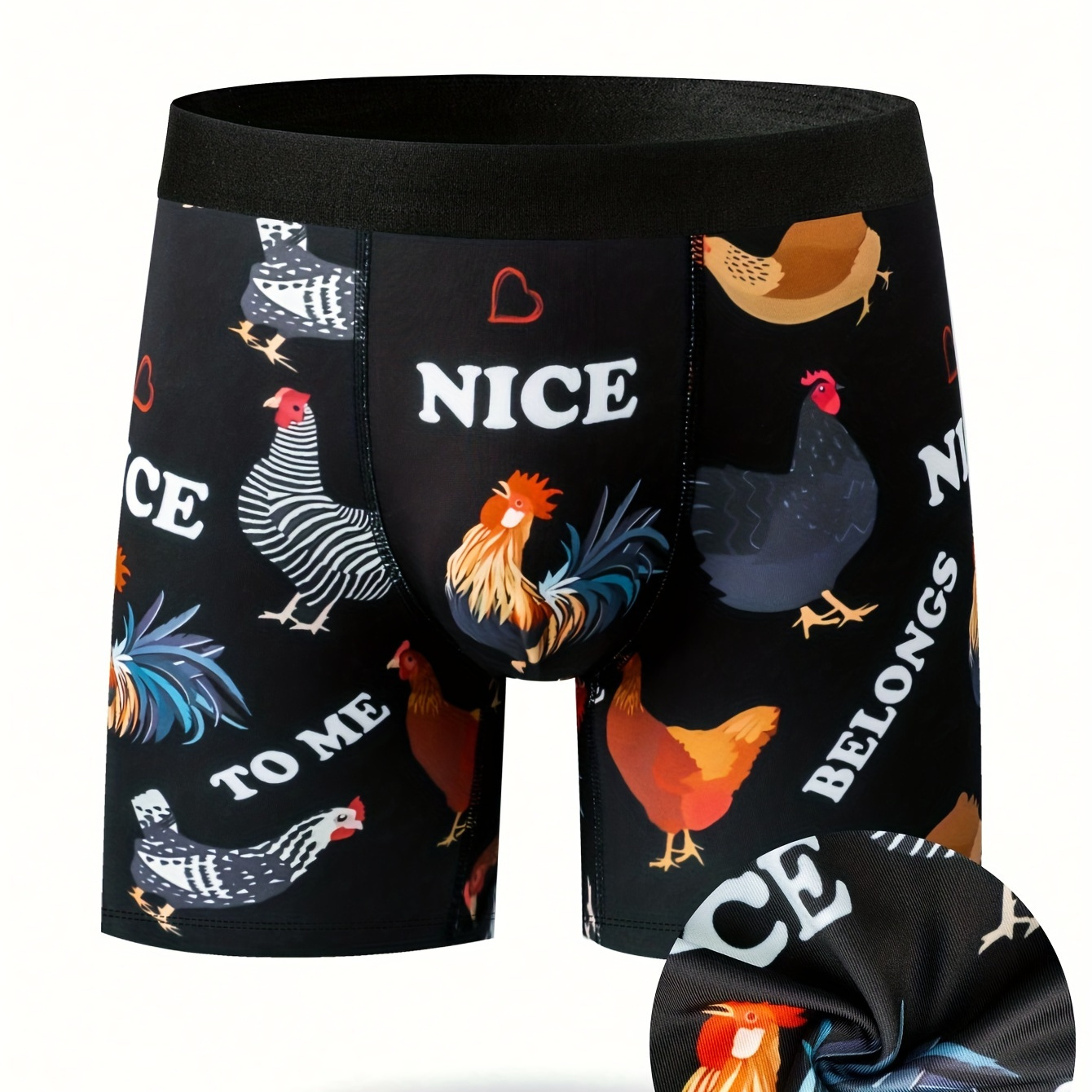 

Men's Chicken Print Stretchy Boxer Briefs - Comfy & Quick- Drying & Breathable Underwear