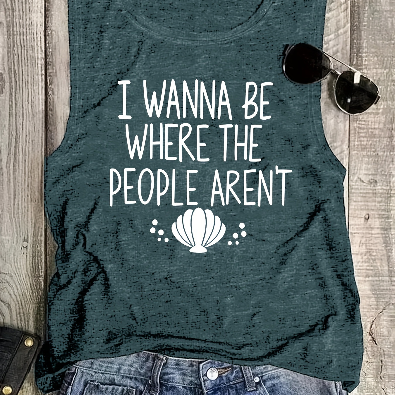 

Letter Print Top, Sleeveless Casual Top For Summer & Spring, Women's Clothing