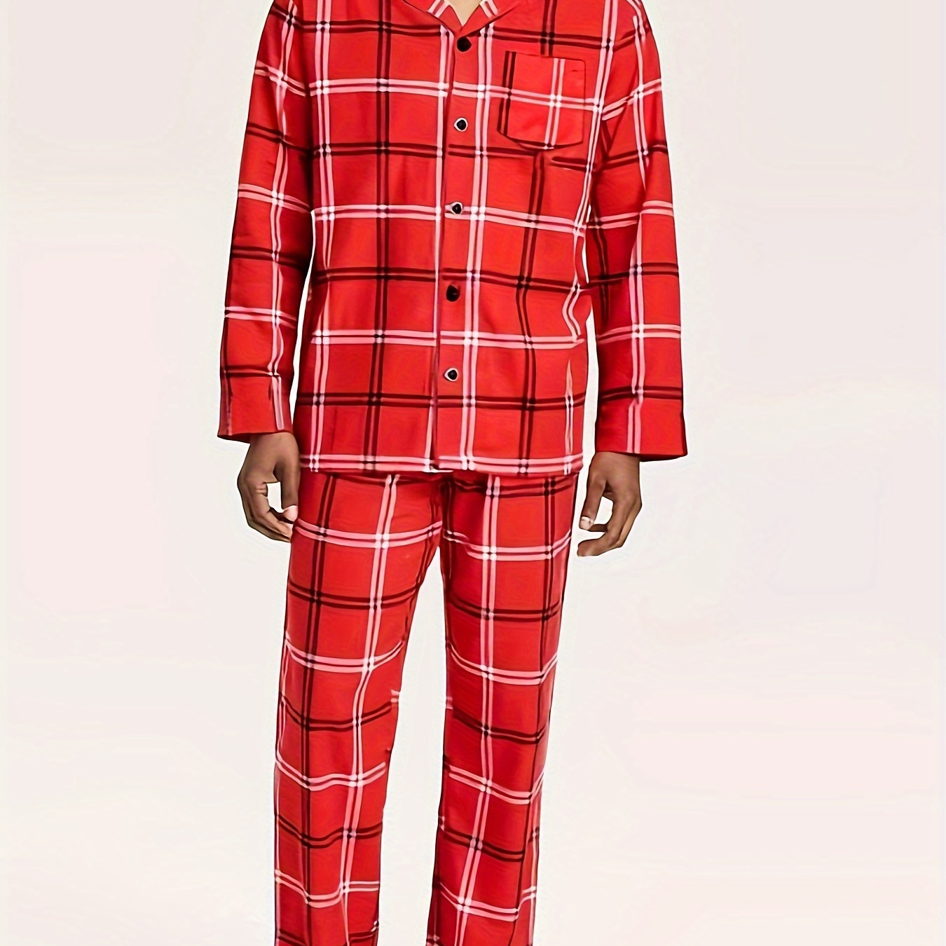 Men's red checked online pyjamas