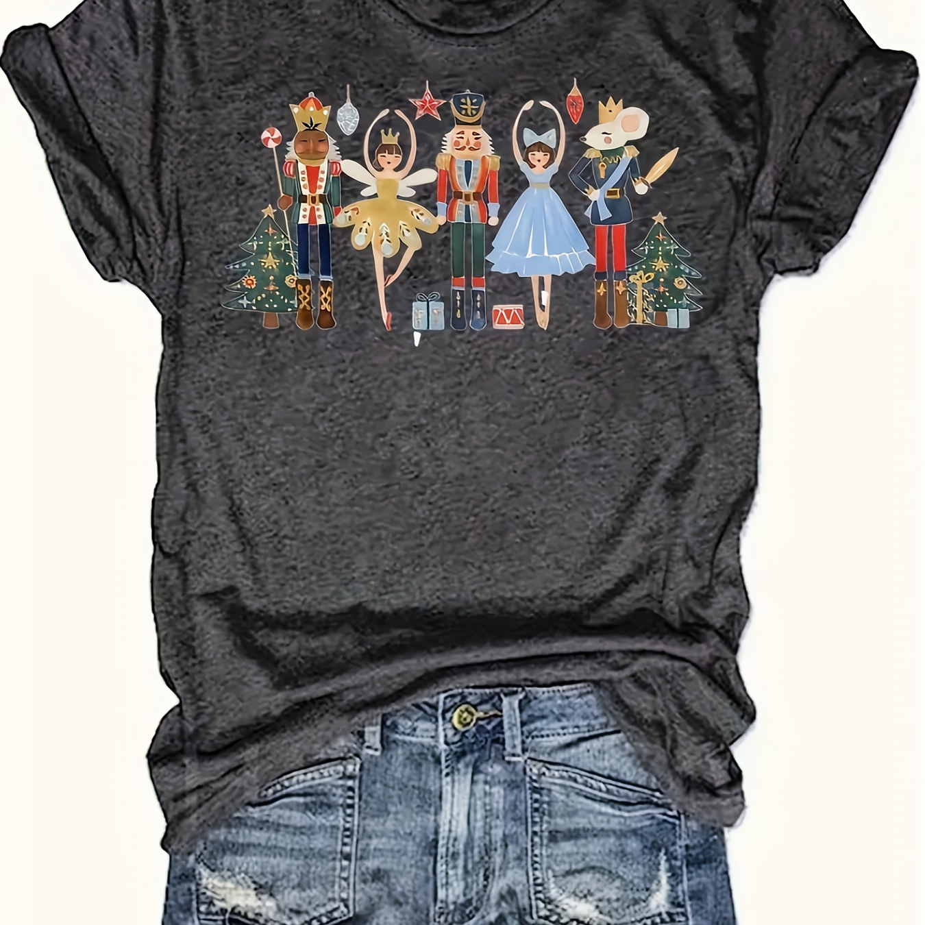 

1pc Women's Plus Size Christmas T- - , , Top Slight , Pattern,