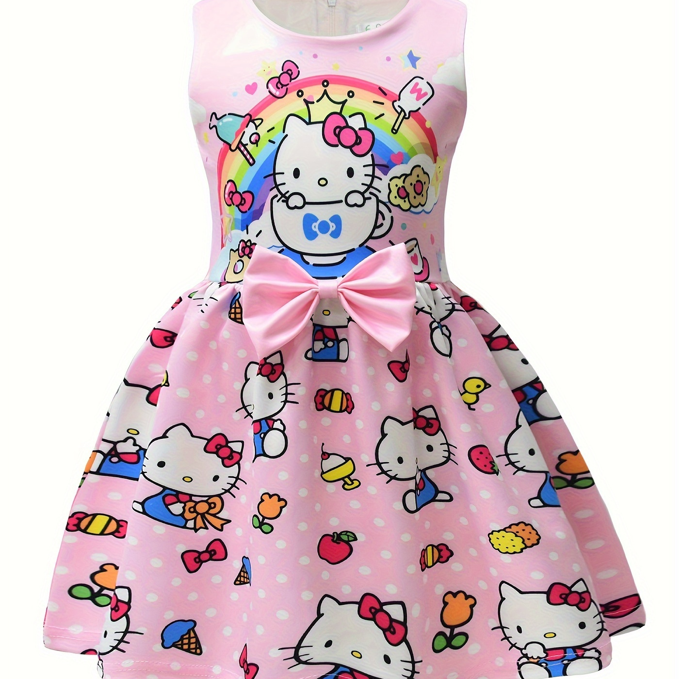 

Hello Kitty Dress Girls Cute Casual Sleeveless Dresses Summer Anime Birthday Party Dress Up