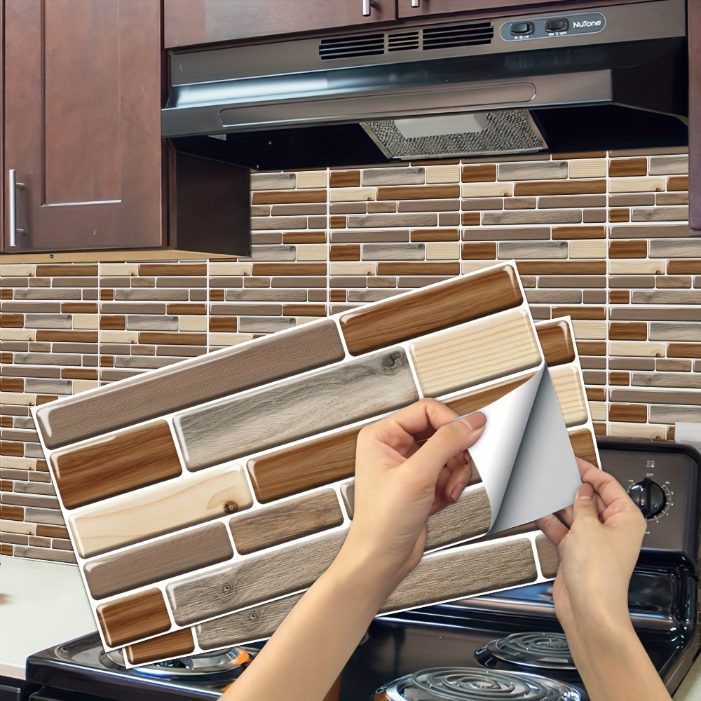 Peel And Stick Wall Tile Brown Temu