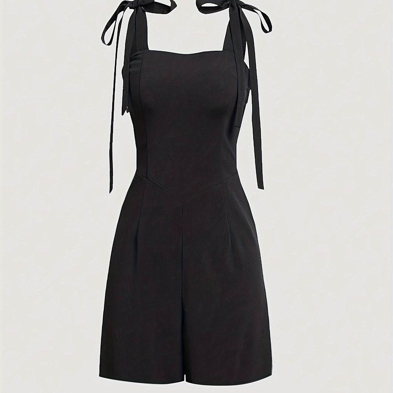 

Solid Color Tie Strap Romper, Casual Sleeveless Jumpsuit For Spring & Summer, Women's Clothing