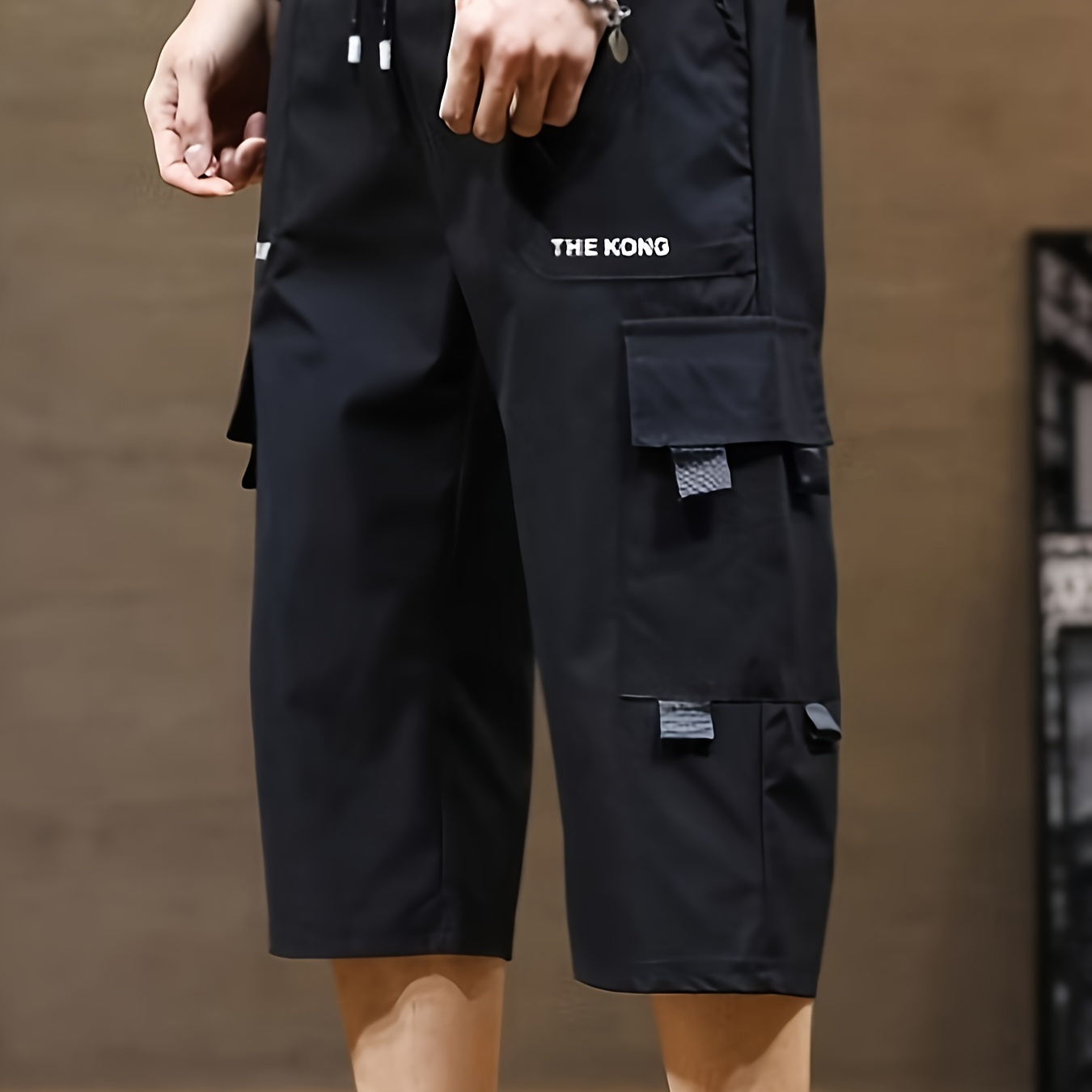 

Men's Casual Summer Capri Cargo Shorts With Drawstring And Large Pockets, Retro Style, Loose Fit And Trendy For Casual Wear