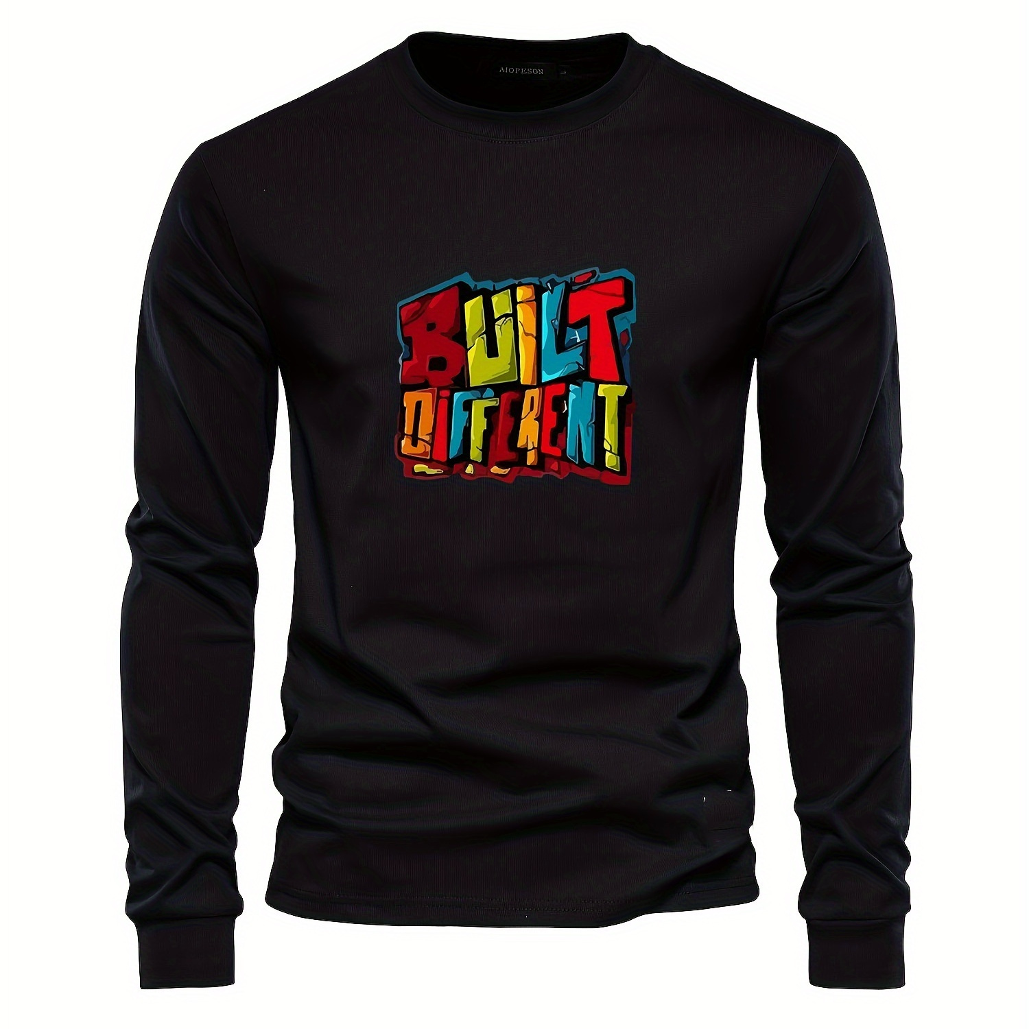 

Built Different Print Boys Casual Long Sleeve T-shirt, Versatile Comfortable Tee Top, Trendy Perfect Spring/autumn/summer Clothing