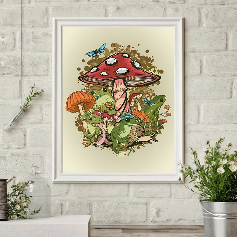 1pc Frameless Frogs Garden Poster Wall Art Canvas Painting For Home ...