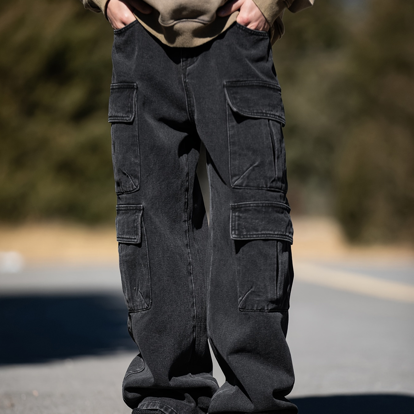 

Pantalon Cargo ample et solide pour hommes, avec plusieurs poches, pantalon décontracté en mélange de coton pour les activités de plein air au printemps et à l'automne