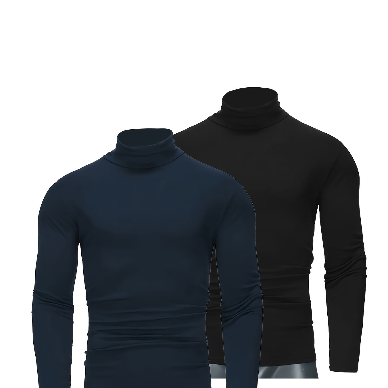 

Plus Size Men's Base Layer Long Sleeve Turtleneck Shirts, Warm Thermal Knit Shirts, Pajama Top